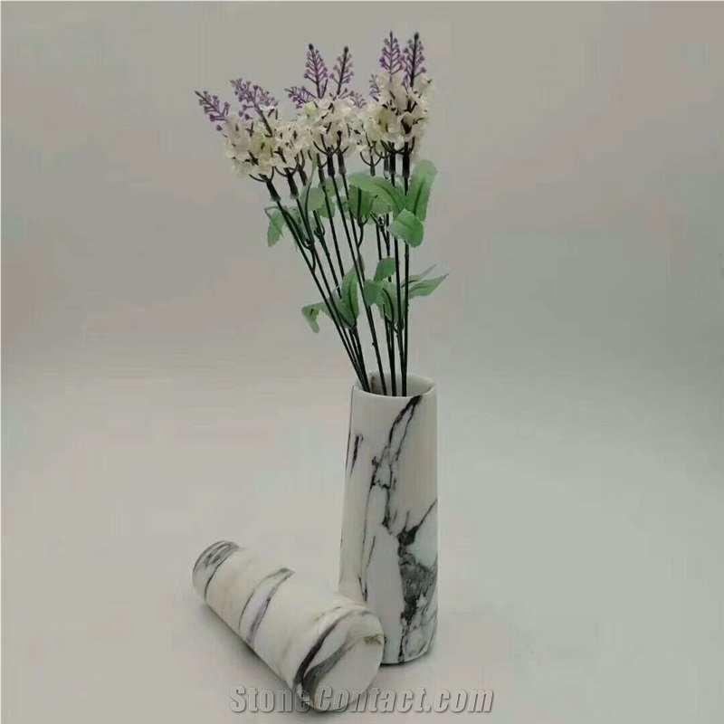 Bianco Calaeatta Marble Vase Home Decor Carving