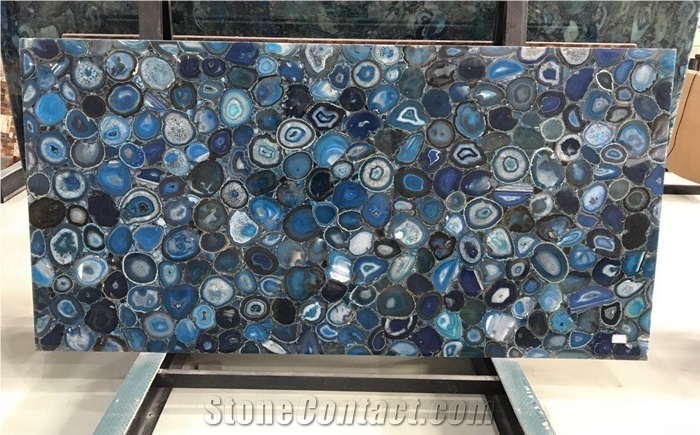 Blue Agate Semiprecious Luxury Gemstone Slab&Tile
