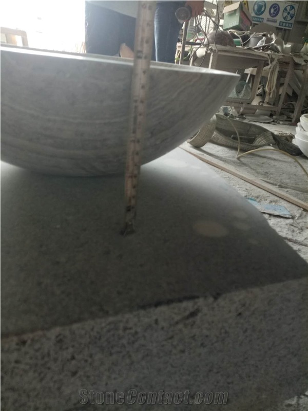 Chinese Wooden White Marble Sink Round Wash Basin