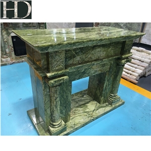 Dandong Verde Ming Green Marble Stone Fireplace