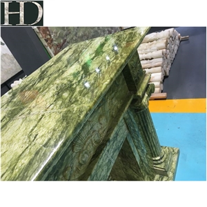Dandong Verde Ming Green Marble Stone Fireplace