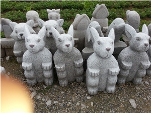Granite Animal Bench Street Garden Park Sculptures