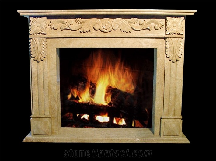 Hand Carved Marble Fireplace Indoor and Outdoor