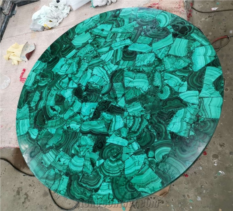 Peacock Green Semi-Precious Malachite Table Top