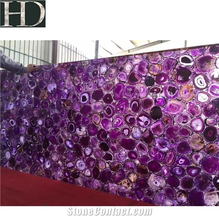 Purple Agate Lilac Gemstone Semiprecious Slab Tile