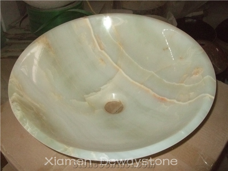 Round Honey Onyx Bath Wash Basins Vessels Bath