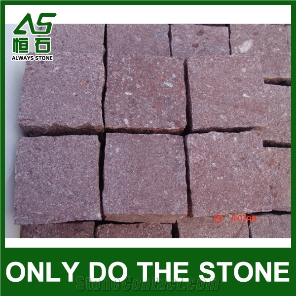 Red Porphyry Cobbles & Cubes Stone from China
