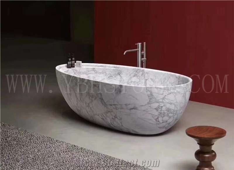 Bianco Carrara White/Polished Marble Bathtub