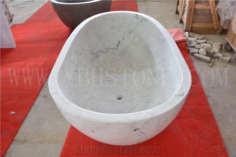 Bianco Carrara White/Polished Marble Bathtub