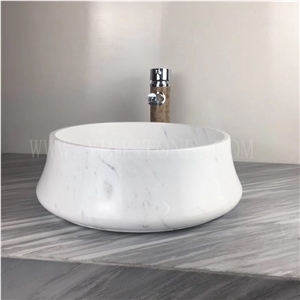 Elegant Bianco Carrara White Marble Bathroom Sinks