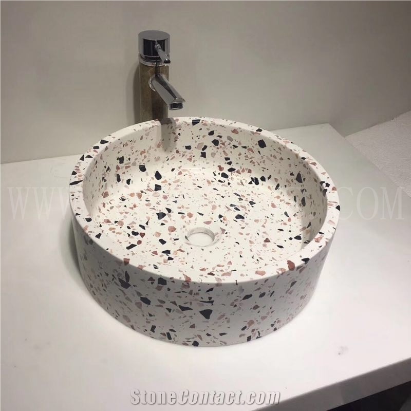 Polished Terrazzo Bathroom Sinks for Hotel