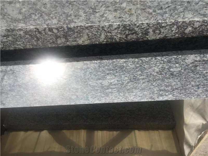 Polished White Wave Granite Stairs