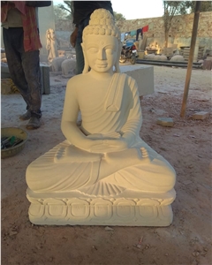 Mint White Sandstone Buddha Statue