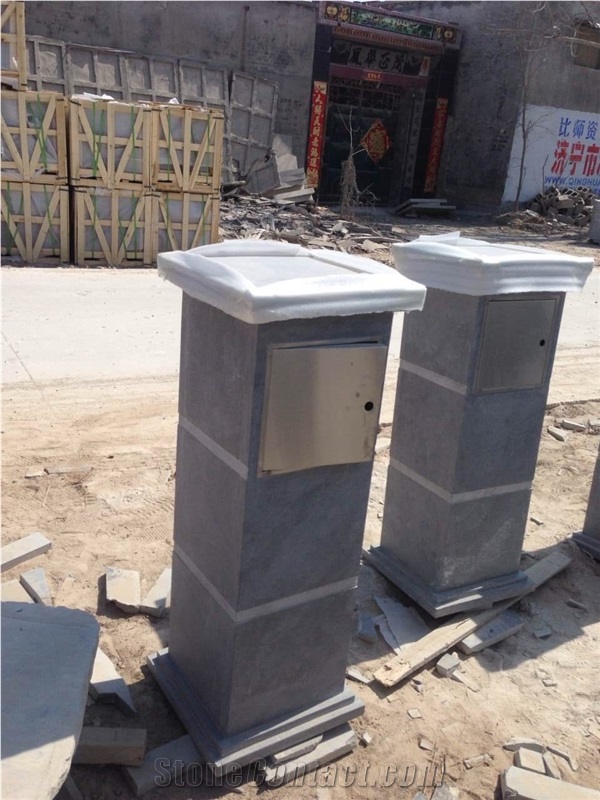 China Blue Limestone Lanterns Stone Mailbox