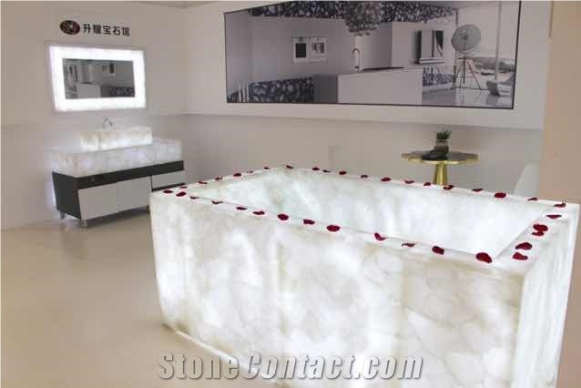 White Crystal Bathtub/Luxury Natural Stone Basin