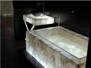 White Crystal Bathtub/Luxury Natural Stone Basin