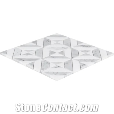 White Marble and Grey Marble Polished Mosaic Tile