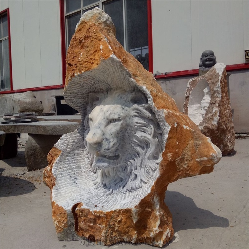 Natual Stone Of Black Marble Lion