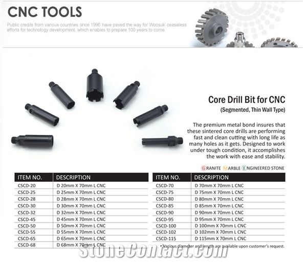 Core Drill Bit for Cnc Machines