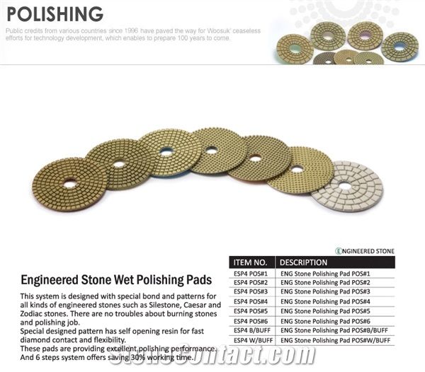 Engineered Stone Wet Polishing Pads