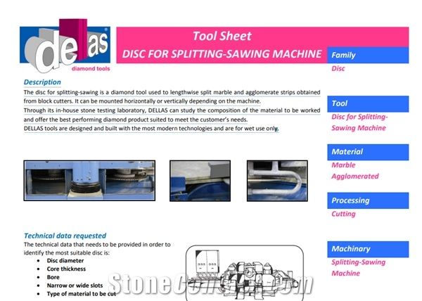 Cutting Disc for Splitting-Sawing Machines