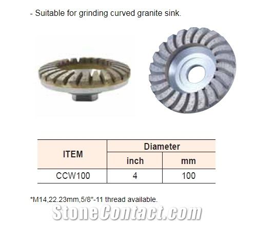 Convex Cup Wet for Grinding Curved Granite Sink