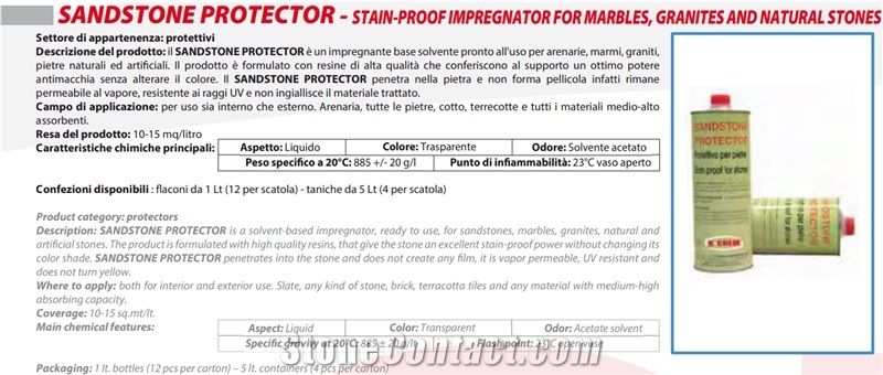 B-Chem Sandstone Protector - Stain-Proof Impregnator for Marbles, Granites and Natural Stones
