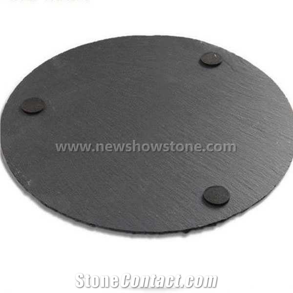 Small Size Round Black Slate Cheese Board