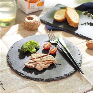 Small Size Round Black Slate Cheese Board