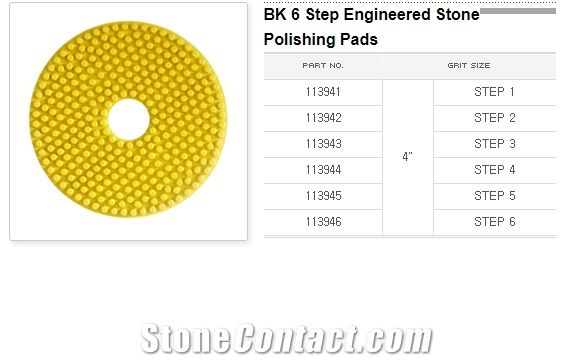 Bk 6 Step Engineered Stone Polishing Pads