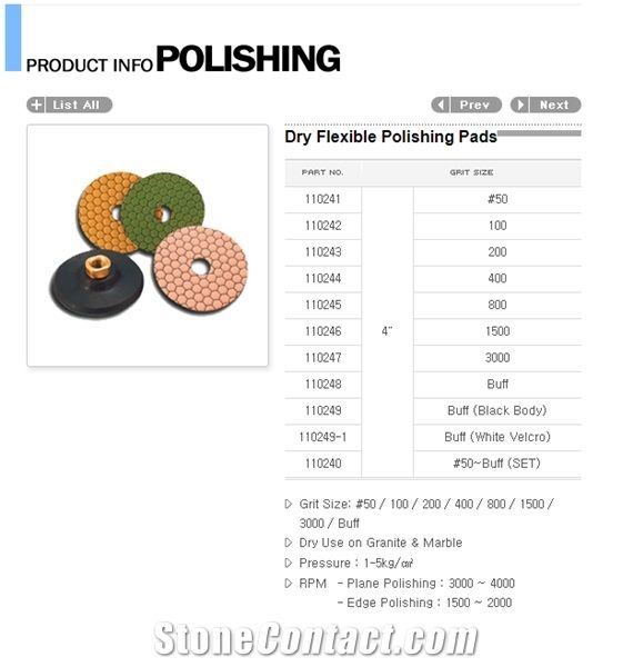 Dry Flexible Polishing Pads