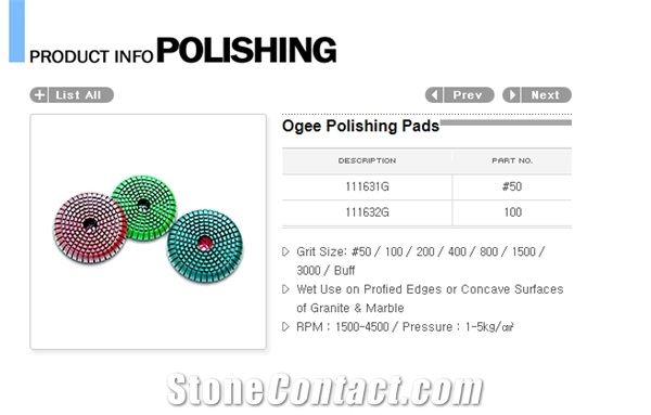 Ogee Edge Profiled Polishing Pads