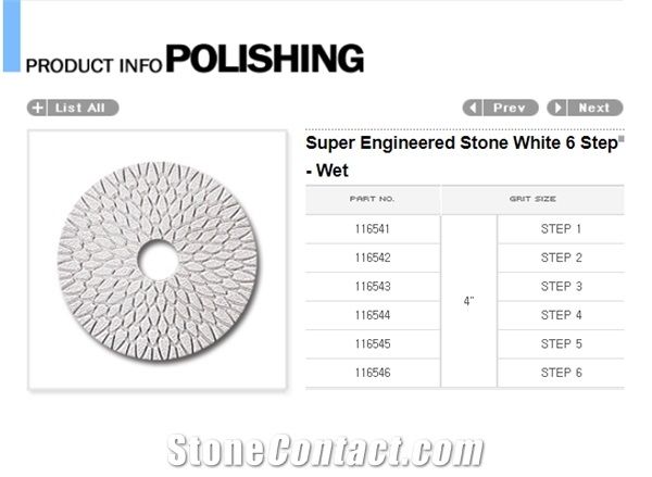 Super Engineered Stone White 6 Step -Wet Polishing