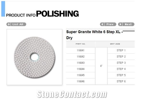Super Granite White 6 Step Xl- Dry Polishing