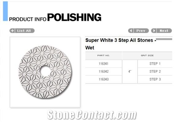 Super White 3 Step All Stones-Wet Polishing