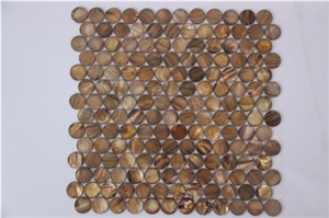 Brown Mother Of Pearl Round Mosaic Tiles Mop Shell