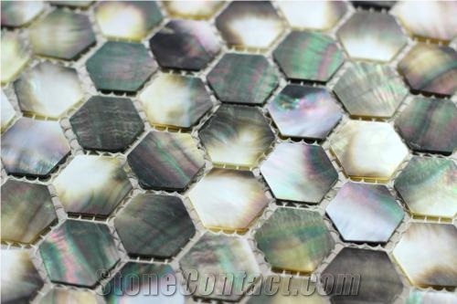 Hexagon Black Shell Pearl Mosaic Tile Ms1014