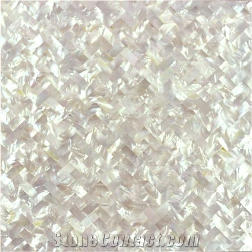 White Shell Herringbone Mosaic Msw1001