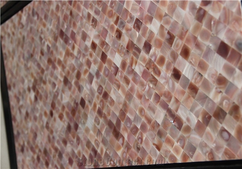 Pink Sea Shell Mosaics Tile Aluminum Backed Mosaic