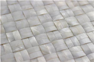White 3d Shell Mosaic Tile Backsplash on Mesh