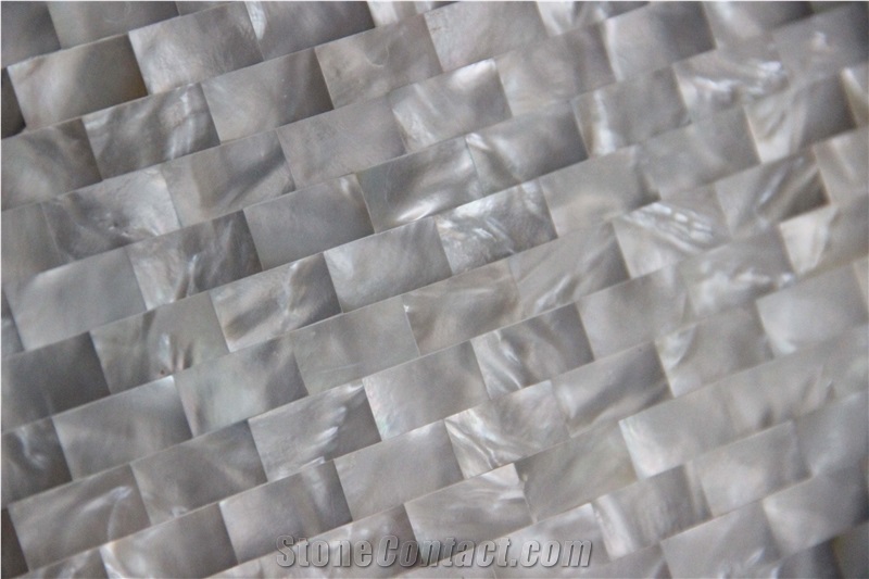 White Shell Herringbone Mop Seashell Mosaic Tile