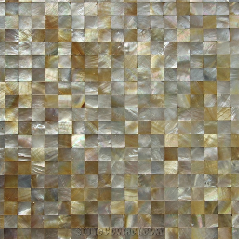 Yellow Square Shell Mosaic Tile Density Fiberboard