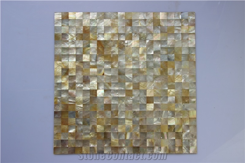 Yellow Square Shell Mosaic Tile Density Fiberboard