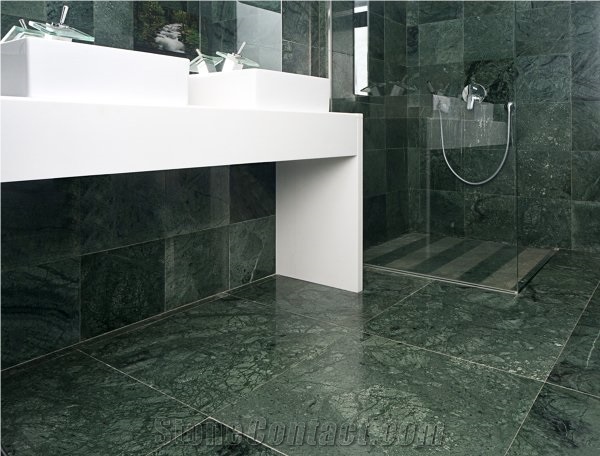 Verde Guatemala Marble Wall and Floor Application