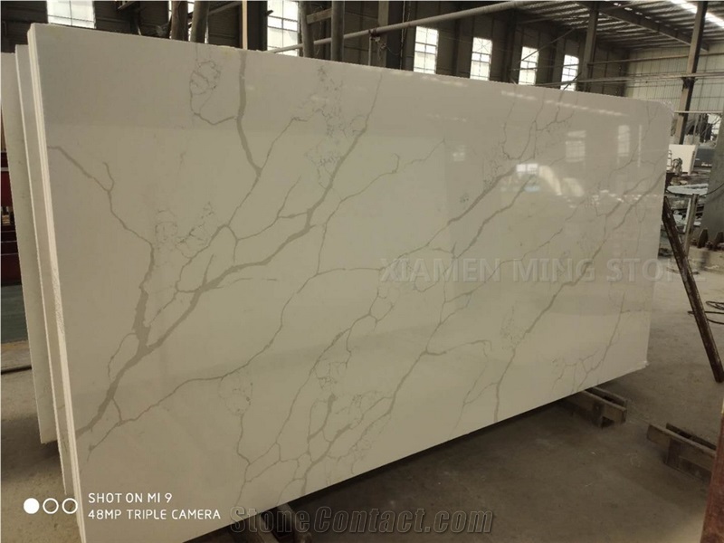 Artificial Marble Bianco Calacatta Quartz Stone Slab