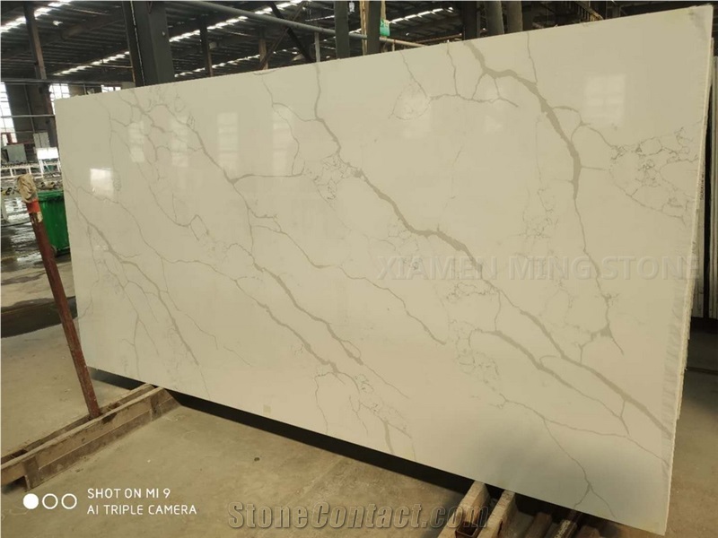 Artificial Marble Bianco Calacatta Quartz Stone Slab