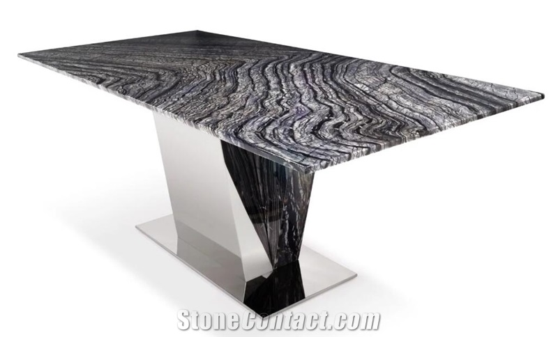 Black Wooden Vein Marble Rectangle Office Meeting Table,Ten People Set Stone Furniture