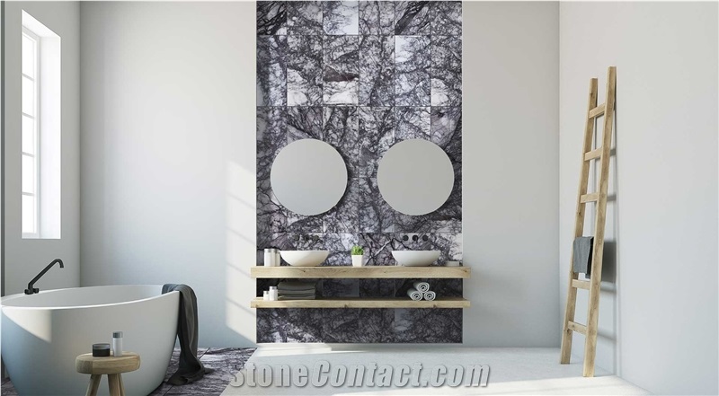 Milas Lilac Medium Marble Tile Bathroom Wall Design