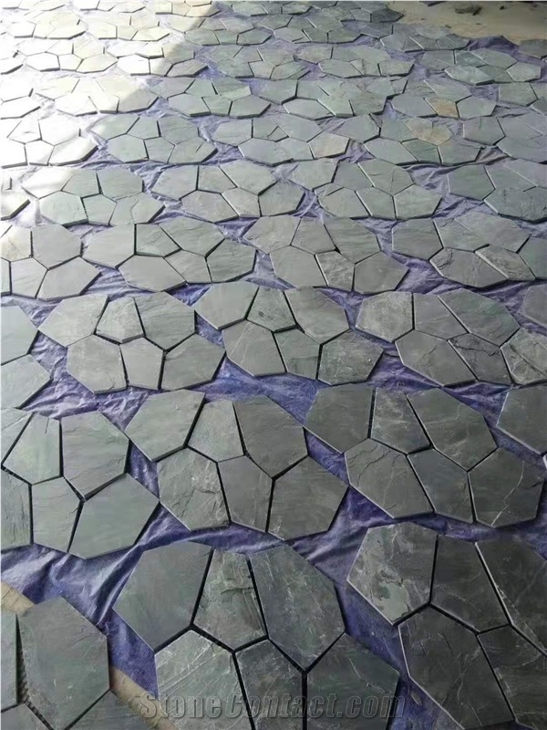 Natural Green Slate Flagstone,Crazy Pave,Flooring