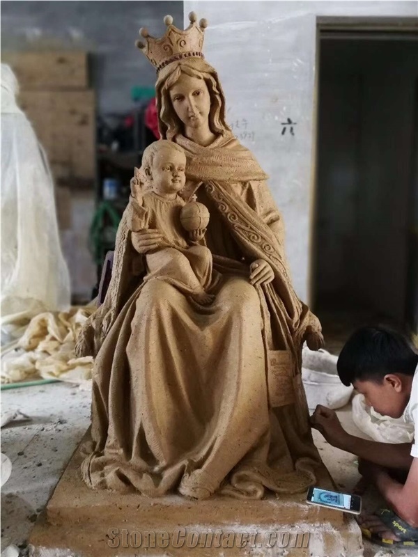 Beautiful Virgin Mary with Child Cemetery Angel
